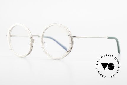 Kerbholz Rudolph Runde Holzbrille Weisse Birke, tolle Kombination von Materialien, Farben und Form, Passend für Herren und Damen