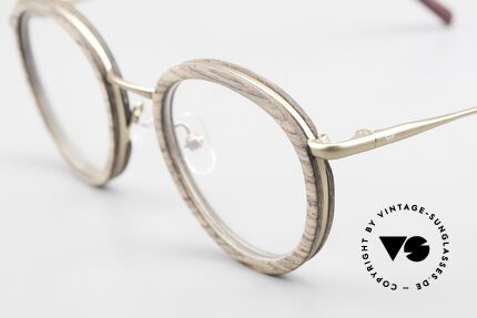 Kerbholz Otto Runde Panto Holzbrille Teak, tolle Kombination von Materialien, Farben und Form, Passend für Herren und Damen