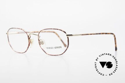 Giorgio Armani 187 Klassische 90er Herrenbrille, elegante Rahmenlackierung in kastanienbraun / gold, Passend für Herren