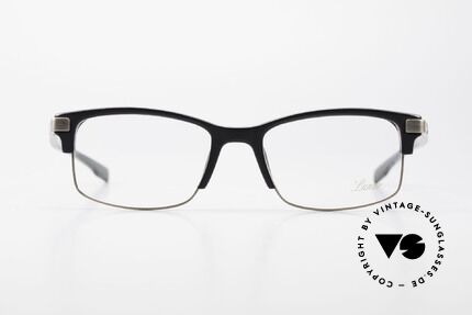 Lunor Combi V Mod 50 Designer Kombibrille Titanium, schwarzer Acetat-Oberrand & Metall aus Titanium, Passend für Herren und Damen