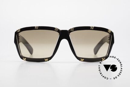 Paloma Picasso 3702 Vintage Sonnenbrille Damen, schwarzer Rahmen mit leicht verspiegelten Gläsern, Passend für Damen