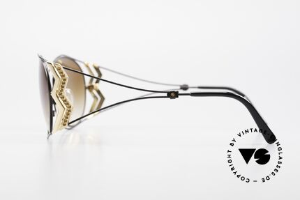 Paloma Picasso 3707 Strass Damensonnenbrille 90er, filigraner Metallrahmen mit vielen Strasssteinchen, Passend für Damen