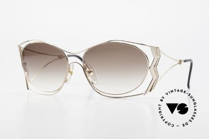 Paloma Picasso 3707 Vergoldete 90er Brille Kristall, 90er Picasso Brille, vergoldet und Kristall-Strass, Passend für Damen