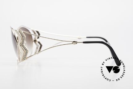 Paloma Picasso 3707 Vergoldete 90er Brille Kristall, filigraner Metallrahmen mit vielen Strasssteinchen, Passend für Damen