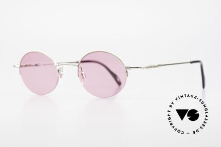Longines 4363 Pinke Sonnenbrille 90er Oval, die geflügelte Sanduhr als Longines-Logo auf den Bügeln, Passend für Herren und Damen