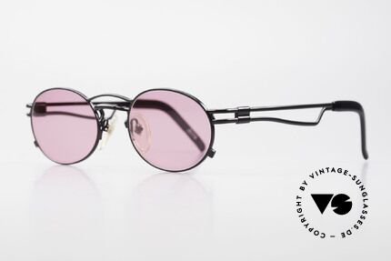 Jean Paul Gaultier 56-3173 Pinke Ovale Vintage Brille, leichtes Metall, ergonomische Bügelform; made in Japan, Passend für Herren und Damen