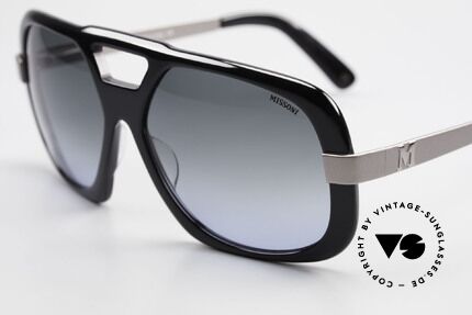 Missoni 0102 Markante 90er Sonnenbrille, sehr edle Sonnengläser mit Verlauf von grau zu blau, Passend für Herren