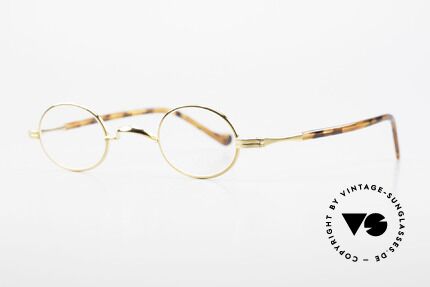 Lunor II A 04 Extra Kleine Brille Oval Gold, sehr schlichte Form mit W-Steg und 22kt VERGOLDET, Passend für Herren und Damen