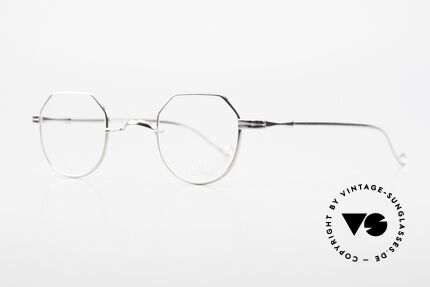 Lunor II 18 Jeremy Irons Brille Stirb Langsam, sehr interessante Brillenform in "eckig Panto", Platin, Passend für Herren und Damen