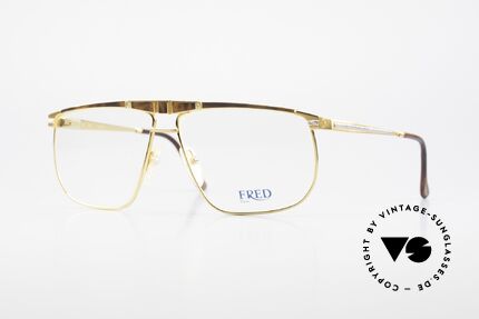 Fred Ocean Luxusbrille Herren Vergoldet, Fred Brille aus den 90ern, Modell Ocean in Gr. 61-12, Passend für Herren
