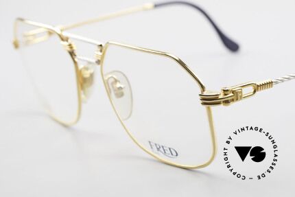 Fred Cap Horn - M Rare 80er Vintage Brille Luxus, Bügel und Brücke sind gedreht wie ein Segeltau; Unikat, Passend für Herren