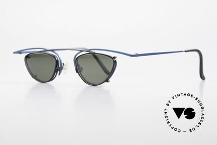 Theo Belgium Rhum Designerbrille Mit Sonnen-Clip, Fassung in dunkel-türkis metallic und Clip in schwarz, Passend für Herren und Damen