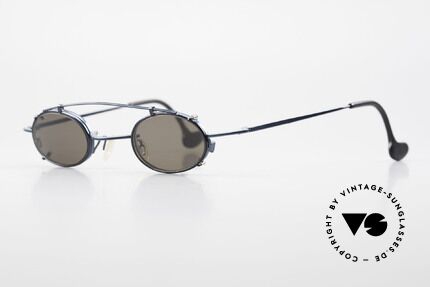 Theo Belgium Peter Ovale brille Mit Sonnen-Clip, Fassung in dunkel-türkis metallic und Clip in schwarz, Passend für Herren und Damen