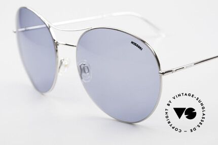 Missoni 0440 90er XXL Aviator Sonnenbrille, hellblaue Sonnengläser (100% UV) mit Missoni Logo, Passend für Herren und Damen