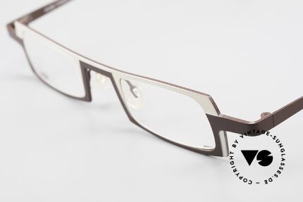 Theo Belgium Wimsey Eckige Herrenbrille Titanium, ungetragenes Theo-Exemplar für die, die sich trauen, Passend für Herren
