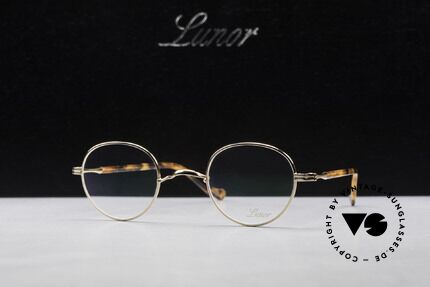 Lunor II A 22 Runde Vintage Brille Vergoldet, Größe: small, Passend für Herren und Damen