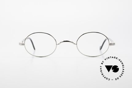 Lunor II A 10 Ovale Vintage Brille Platin, edle Kombination: Metallfassung mit Acetatbügeln, Passend für Herren und Damen