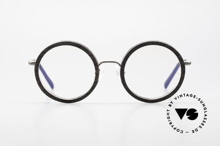 Kerbholz Rudolph Holzbrille Rund Blackwood, aus Blackwood: African Blackwood / Mpingo / Grenadill, Passend für Herren und Damen
