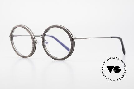 Kerbholz Rudolph Holzbrille Rund Blackwood, Grundfarbe variiert von braun zu schwarz/dunkel-braun, Passend für Herren und Damen