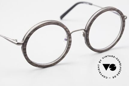 Kerbholz Rudolph Holzbrille Rund Blackwood, tolle Kombination von Materialien, Farben und Form, Passend für Herren und Damen