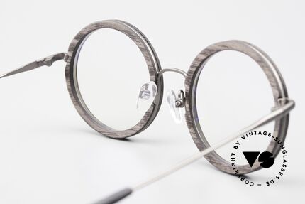 Kerbholz Rudolph Holzbrille Rund Blackwood, ungetragenes Exemplar; kann beliebig verglast werden, Passend für Herren und Damen