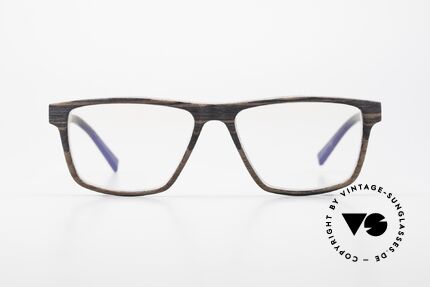Kerbholz Nils Holzbrille Eckig Herrenbrille, aus afrikanischem Ebony (Ebenholz; Kamerun) gemacht, Passend für Herren