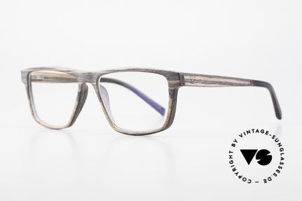 Kerbholz Nils Holzbrille Eckig Herrenbrille, das Holz variiert von schwarz zu braun-schwarz gestreift, Passend für Herren