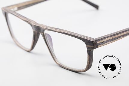 Kerbholz Nils Holzbrille Eckig Herrenbrille, ein absolutes Unikat und zudem in Handarbeit gefertigt, Passend für Herren