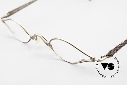 Marion Ramm F101 Damenbrille Vintage No Retro, grandioses Rahmenmuster in antik-gold / weinrot, Passend für Damen