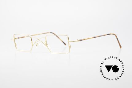 Filou 2503 Eckige Brille mit X Brücke, kunstvolle Designer-Brille aus den 80er Jahren, Passend für Herren und Damen