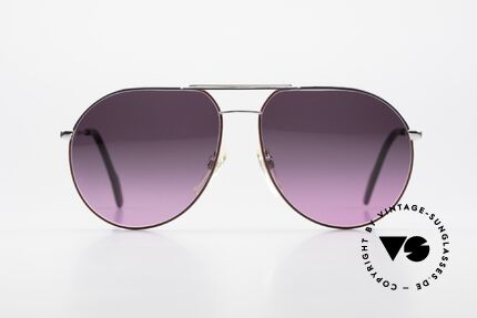 Metzler 0881 Rare 80er Aviator Sonnenbrille, silberner Rahmen mit Akzenten in grau und rot, Passend für Herren und Damen