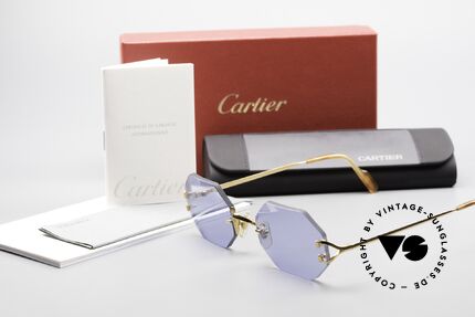 Cartier Rimless Octag Luxus Sonnenbrille Einzelstück, Größe: large, Passend für Herren und Damen