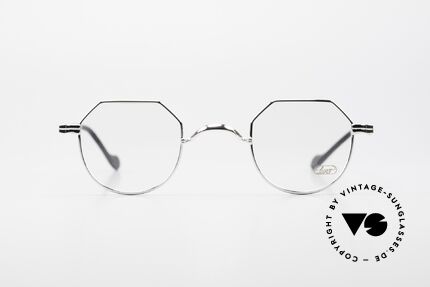 Lunor II A 18 Eckige Panto Brille Platin, edle Kombination: Metallfassung mit Acetatbügeln, Passend für Herren und Damen