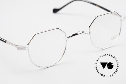 Lunor II A 18 Eckige Panto Brille Platin, altes, ungetragenes LUNOR Einzelstück von ca. 2010, Passend für Herren und Damen