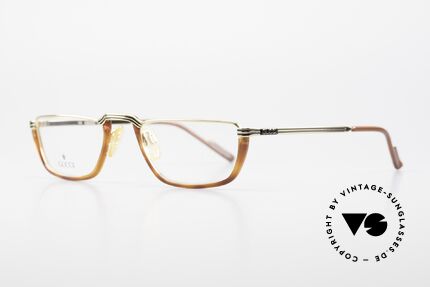 Gucci 1306 Alte 90er Designer Lesebrille, ansprechende und zeitlose Materialkombination, Passend für Herren