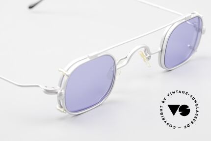 Morel 6090 Eckige Brille Mit Sonnenclip, ein altes, ungetragenes Designerstück; made in France, Passend für Herren und Damen