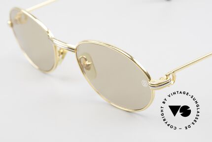 Cartier Saint Honore - M Ovale Luxus Sonnenbrille 90er, 22kt vergoldet & orig. Sonnengläser mit Cartier-Logo, Passend für Herren und Damen Cartier Saint Honore - M Ovale Luxus Sonnenbrille 90er, 22kt vergoldet & orig. Sonnengläser mit Cartier-Logo, Passend für Herren und Damen