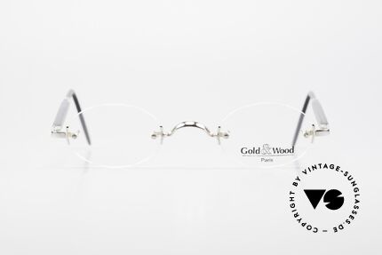 Gold & Wood 338 Luxus Randlosbrille Oval 90er, eine ovale, randlose Luxus-Brillenfassung von 1999, Passend für Herren und Damen