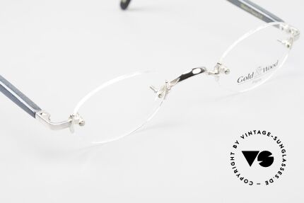 Gold & Wood 338 Luxus Randlosbrille Oval 90er, KEINE RETRObrille; sondern ein vintage ORIGINAL!, Passend für Herren und Damen
