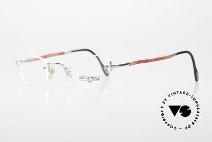 Gold & Wood S12 Randlose Luxusbrille Unisex, wahre Top-Qualität mit flexiblen Federscharnieren, Passend für Herren und Damen