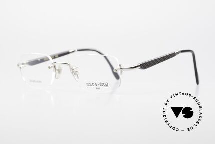 Gold & Wood 332 Luxus Randlosbrille Echthorn, wahre Top-Qualität mit flexiblen Federscharnieren, Passend für Herren und Damen