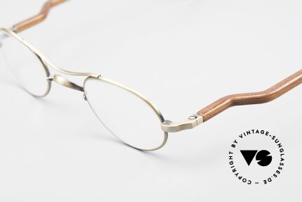 Gold & Wood 352 Luxus Holzbrille Oval 1990er, wahre Top-Qualität mit flexiblen Federscharnieren, Passend für Herren und Damen