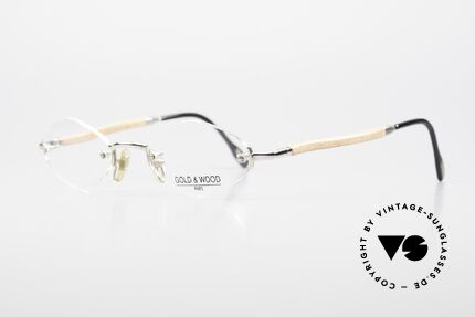 Gold & Wood S02 Randlose Luxusbrille 2000er, wahre Top-Qualität mit flexiblen Federscharnieren, Passend für Herren und Damen