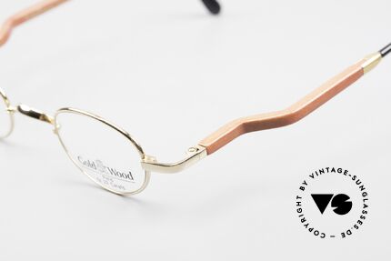 Gold & Wood 326 Holzbrille Oval 22kt Vergoldet, wahre Top-Qualität mit flexiblen Federscharnieren, Passend für Herren und Damen