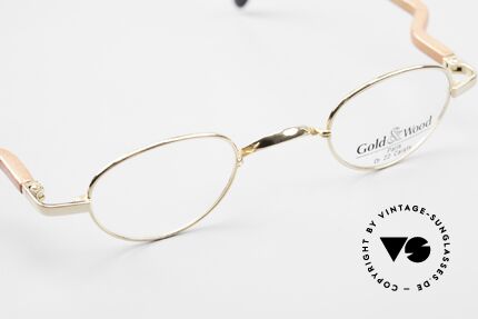 Gold & Wood 326 Holzbrille Oval 22kt Vergoldet, ungetragen (wie alle unsere Gold&Wood 90er Brillen), Passend für Herren und Damen