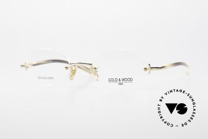 Gold & Wood 331 Randlose Echthorn Brille Gold Details