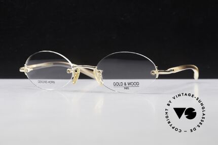 Gold & Wood 331 Randlose Echthorn Brille Gold, Eleganz und Zeitlosigkeit prägen diese Kollektion, Passend für Herren und Damen