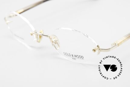 Gold & Wood 331 Randlose Echthorn Brille Gold, ungetragen; wie all unsere Gold&Wood Hornbrillen, Passend für Herren und Damen