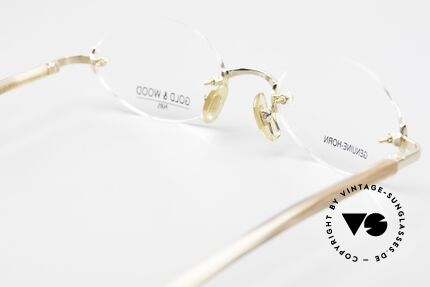 Gold & Wood 331 Randlose Echthorn Brille Gold, Größe: medium, Passend für Herren und Damen