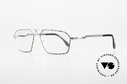Cazal 744 90er Vintage Brille Herren, besondere Lackierung in silber / grau-marmoriert, Passend für Herren